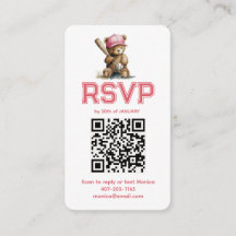 ベースボールガール テディベアベイビーシャワー QR RSVP