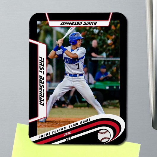 ベースボールキープサキークリームレッドブラックカスタム マグネット