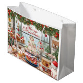 ベースボールクリスマスをテーマにしたベーカリー ラージペーパーバッグ (正面アングル)