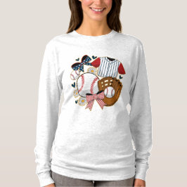 ベースボールコケッティキュートな愛国スポーツ美学 Tシャツ