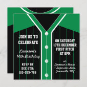 ベースボールジャージーテーマのパーティー招待状テンプレート 招待状 (正面/裏面)