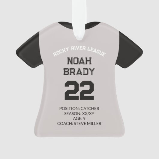 ベースボールジャージープレーヤー統計ブラックグレーキープサウ オーナメント (裏面)