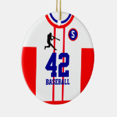 ベースボールジャージーホワイトレッドオーナメント セラミックオーナメント (右)