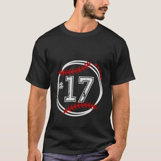 ベースボールジャージー番号17トレンディーベースボールベースバ Tシャツ (正面)