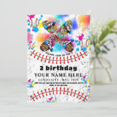 ベースボールスケートボードのカラフルなパーティー 招待状 (スタンド正面)