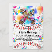 ベースボールスケートボードのグラフィティカラフルパーティー 招待状 (正面)