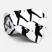 ベースボールスポーツタイ白黒 ネクタイ (ロール)