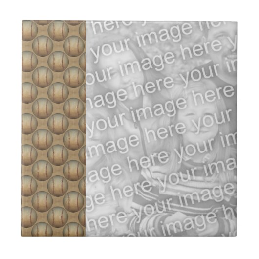 ベースボールスポーツデザインあなたの写真 タイル (正面)