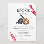 ベースボールスポーツベイビーシャワーリトルスラッガー 招待状 (正面/裏面)