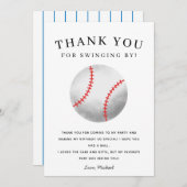 ベースボールテーマの誕生日パーティー キッズ サンキューカード (正面/裏面)