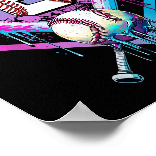 ベースボールドリップ8th誕生日ホームプレートボーイズ青少年8 ポスター (角)