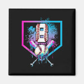 ベースボールドリップ8th誕生日ホームプレートボーイズ青少年8 マグネット (正面)