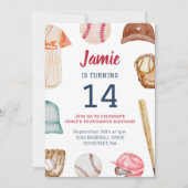 ベースボールナイエイジボーイ誕生日 招待状 (正面)