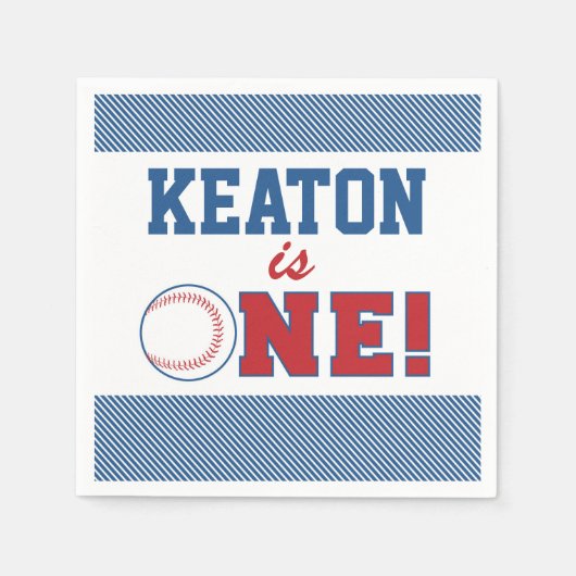 ベースボールファースト誕生日カスタムナプキンス スタンダードカクテルナプキン (正面)