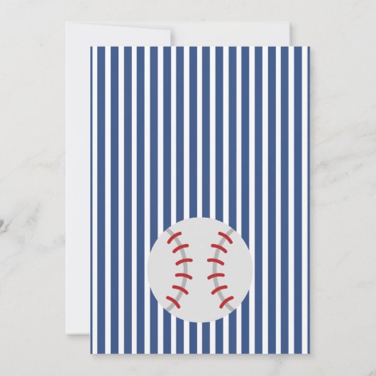 ベースボールボーイ誕生日招待状招待状ネイビー&レッド 招待状 (裏面)