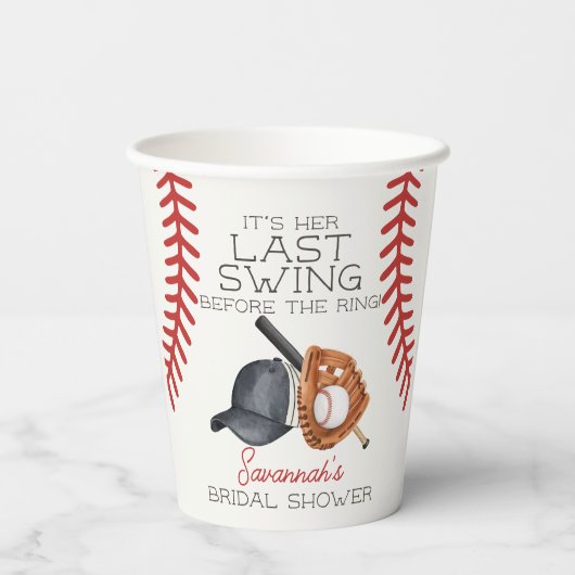 ベースボールラストスイングホーム走ブライダルシャワーデコール 紙コップ (裏面)