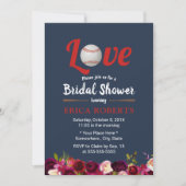 ベースボールラブブルゴーニュフローラネイビーブライダルシャワー 招待状 (正面)
