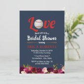 ベースボールラブブルゴーニュフローラネイビーブライダルシャワー 招待状 (スタンド正面)