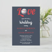 ベースボールラブブルゴーニュフローラネイビー結婚ズ 招待状 (スタンド正面)