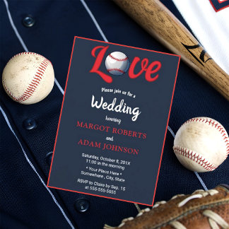 ベースボールラブブルゴーニュフローラネイビー結婚ズ 招待状
