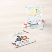 ベースボールリトルルーキーホーム走誕生日 スクエアペーパーコースター (インサイチュ)