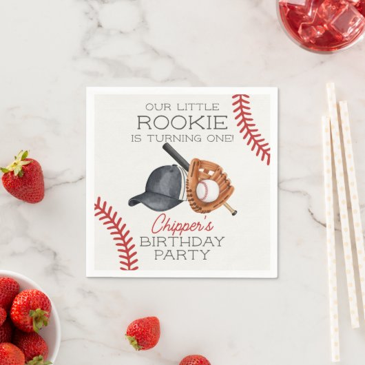 ベースボールリトルルーキーホーム走誕生日 スタンダードカクテルナプキン (インサイチュ)