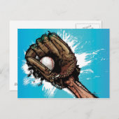 ベースボール付き野球グローブ ポストカード (正面/裏面)