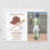 ベースボール誕生日招待状と写真 招待状 (正面)