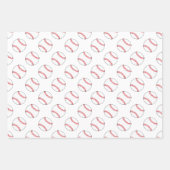 ベースボール赤と白 |任意の背景色 ラッピングペーパーシート (正面)