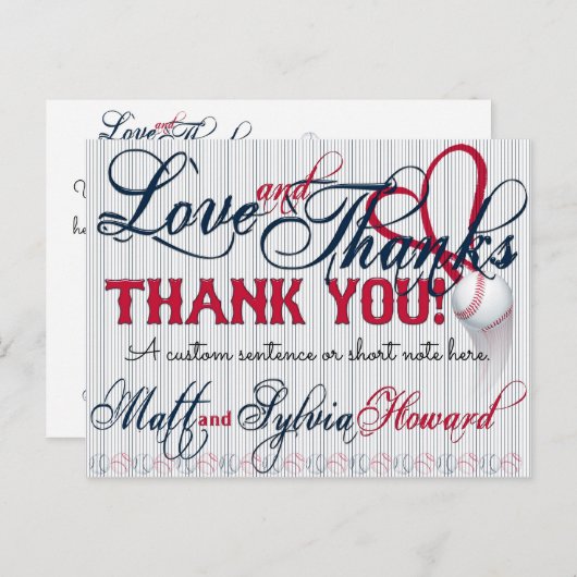 ベースボール ウェディング サンクス カード 2B-ハワード ウェディング (正面/裏面)