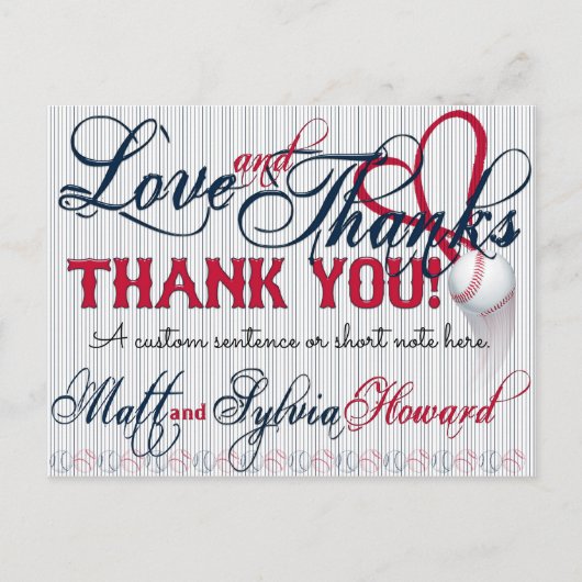 ベースボール ウェディング サンクス カード 2B-ハワード ウェディング (正面)