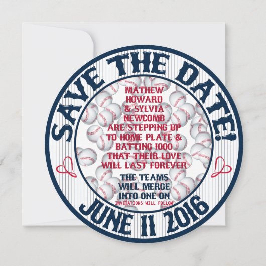 ベースボール ウェディング セーブ・ザ・デート - ハワード、オプション2 招待状 (裏面)