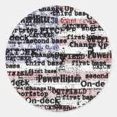 ベースボール・グローリー | フェイディッド・グランジ アメリカ国旗の言葉 ラウンドシール (正面)