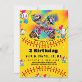 ベースボール スケートボード グラフィティ カラフルパーティー イエロー 招待状 (正面)