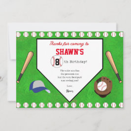ベースボール バースデーパーティー ホームプレート サンクスカード サンキューカード