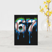 ベースボール 67 シックス セブン 面白い Gen アルファ ミーム 青いドリップ少年 カード (黄色い花)