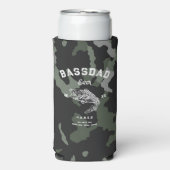 ベースモダン魚釣りカモフラージュ名前をカスタムする スリム缶クーラー (Seltzer正面)