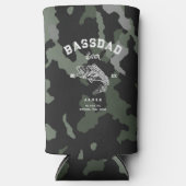 ベースモダン魚釣りカモフラージュ名前をカスタムする スリム缶クーラー (正面)