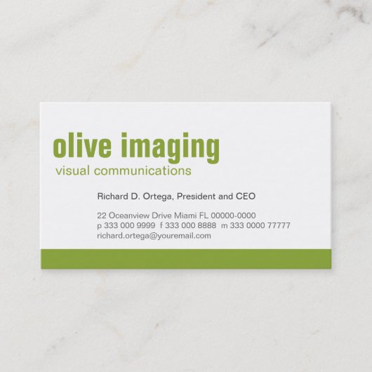 ベースラインパネルのオリーブ色の名刺 名刺 (正面)