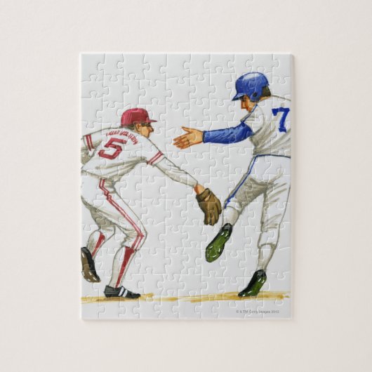 ベースランナーと野手 ジグソーパズル (縦)