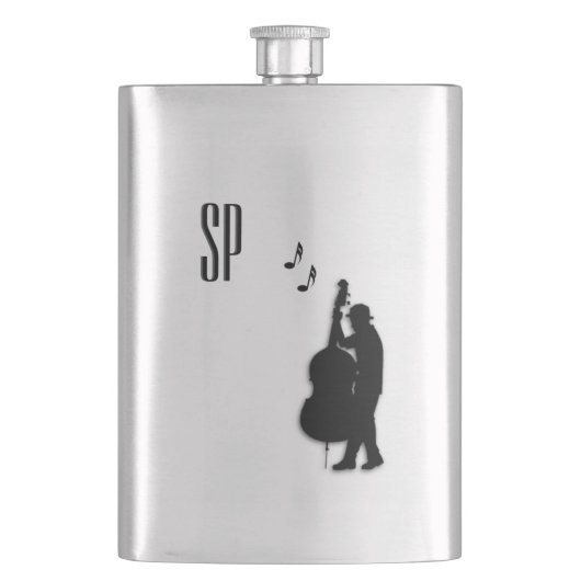 ベース奏者のモノグラム フラスク (正面)