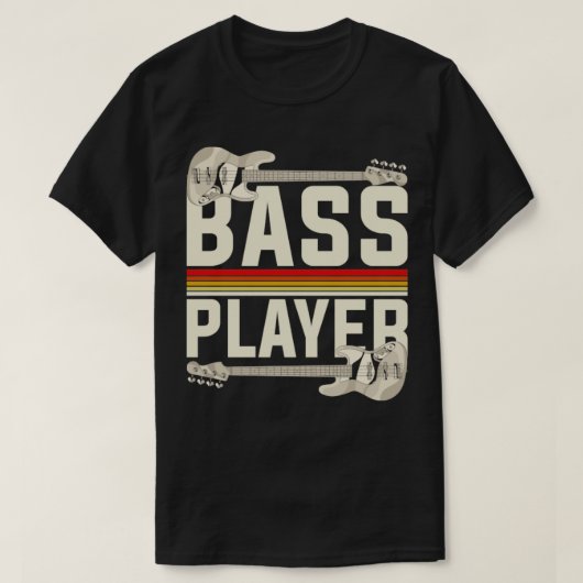 ベース奏者ギタープレーヤーバスギター Tシャツ (デザイン正面)