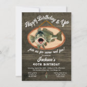 ベース魚釣りおもしろいの誕生日 招待状 (正面)