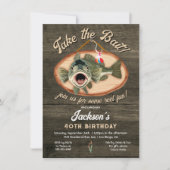 ベース魚釣りおもしろい誕生日 招待状 (正面)