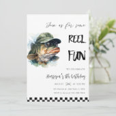 ベース魚釣りおもしろい誕生日 招待状 (スタンド正面)