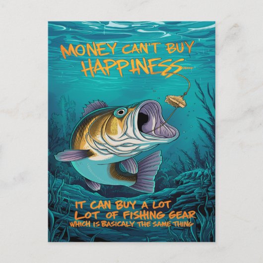 ベース魚釣りの幸せ ポストカード (正面)