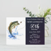 ベース魚釣りをテーマにした50誕生日 招待状 (スタンド正面)