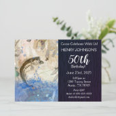 ベース魚釣りをテーマにした50誕生日 招待状 (スタンド正面)