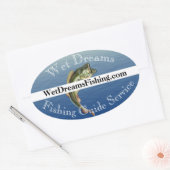 ベース魚釣りガイドサービス 楕円形シール (封筒)