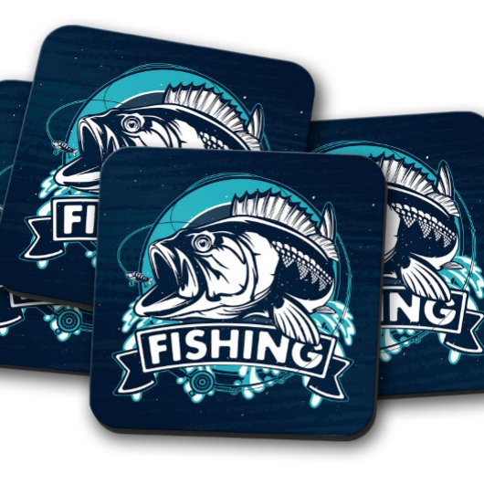 ベース魚釣りコースター | Fish Coaster Set ガラスコースター